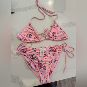 LoveShackFancy Harbor Bikini Set in Sunset Pink